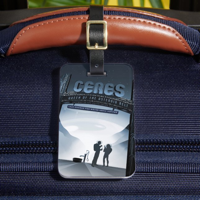 Étiquette À Bagage Retro Space Travel Poster-Nwarf Planet Ceres. (Insitu Rectoal 2)