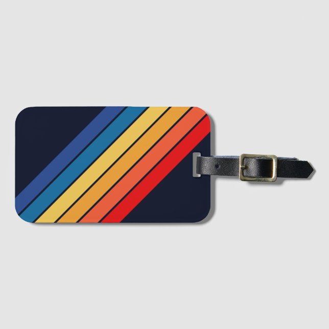 Étiquette À Bagage Retro Stripes Lignes élégantes les années 70 80s D (Devant Horizontal)