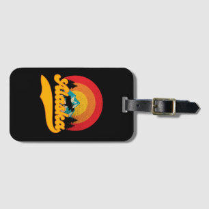 Étiquette À Bagage Retro Sunset Alaska Juneau Moose 0Montagnes Wild