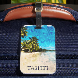 Étiquette À Bagage Retro Tahiti French Polynésie Travel Plage