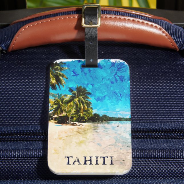 Étiquette À Bagage Retro Tahiti French Polynésie Travel Plage (Insitu Rectoal 2)