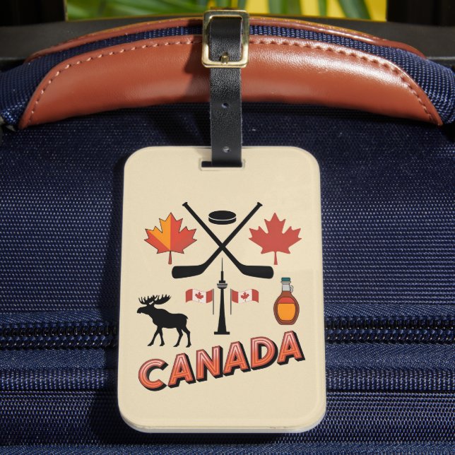 Étiquette À Bagage Retro Travel Canada Iconic National Symbols (Insitu Rectoal 2)
