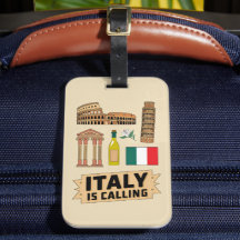 Retro Travel Italy Iconic National Symbols