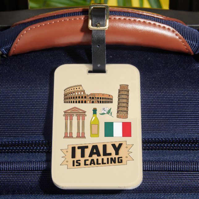 Étiquette À Bagage Retro Travel Italy Iconic National Symbols (Insitu Rectoal 2)