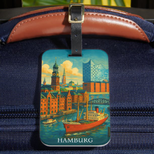 Étiquette À Bagage Rétro vintage Hambourg Allemagne Elbphilharmonie