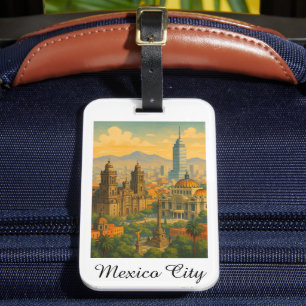 Étiquette À Bagage Retro Vintage Mexico City CDMX Travel