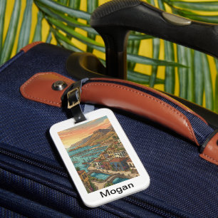 Étiquette À Bagage Rétro Vintage Mogan Grande Canarie Îles Canaries