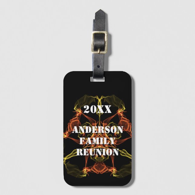 Étiquette À Bagage Retrouvailles en famille Vivid Jaune Orange Célest (Devant Vertical)