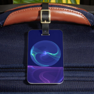 Étiquette À Bagage Rêve Violet Bleu Lumineux Art Fractal Abstrait