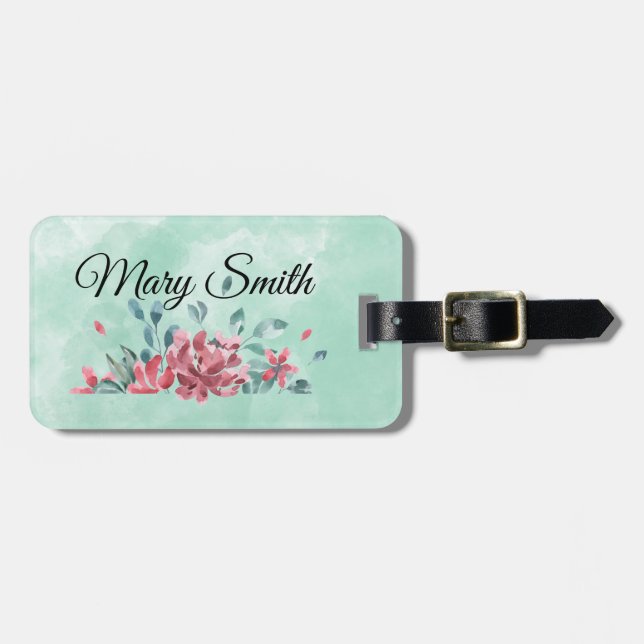 Étiquette À Bagage Rêves floraux d'aquarelle (Devant horizontal)