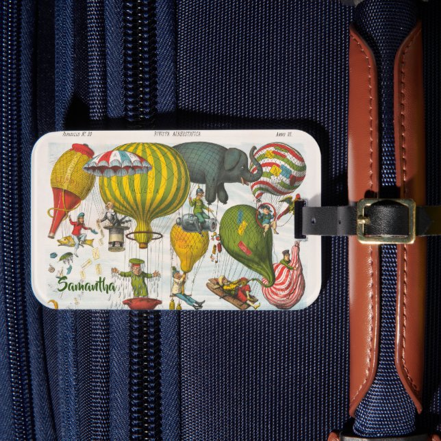 Étiquette À Bagage Revue aérostatique (1878) par Augusto Grossi Nom (Insitu Rectoal 4)