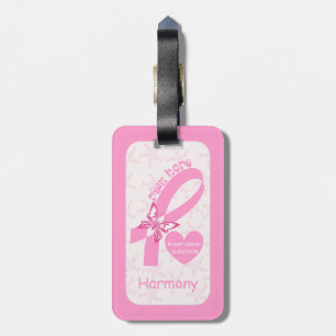Étiquette À Bagage Ribbon rose Survivant du cancer du sein et frontiè