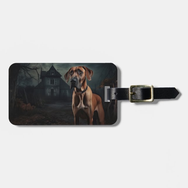 Étiquette À Bagage Ridgeback rhodésien Halloween Épouvantable (Devant horizontal)