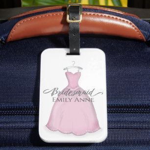 Étiquette À Bagage Robe Aquarelle rose demoiselle d'honneur personnal