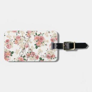Étiquette À Bagage Robe élégante adorable, motif floral-personnalisé
