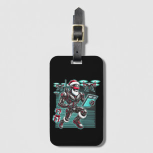 Étiquette À Bagage Robot Père Noël propulsé par IA avec drones et Noë