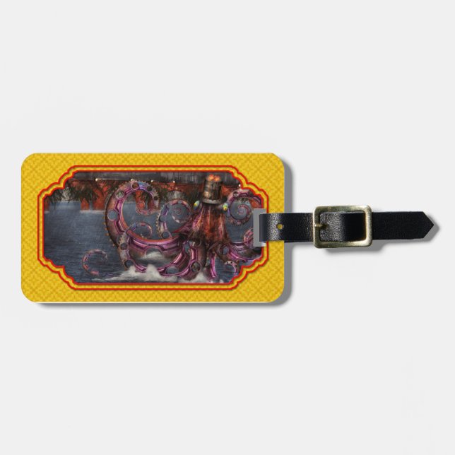 Étiquette À Bagage Roboticus de magnificus de Steampunk - (Devant horizontal)