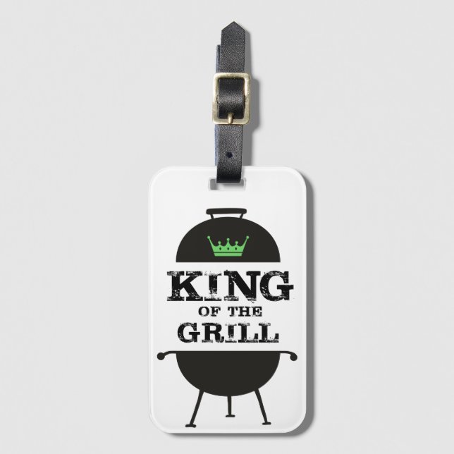 Étiquette À Bagage Roi Du Grill, Couronne Verte Noire (Devant Vertical)