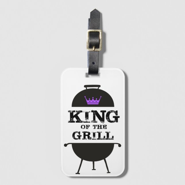 Étiquette À Bagage Roi Du Grill, Couronne Violette Noire (Devant Vertical)