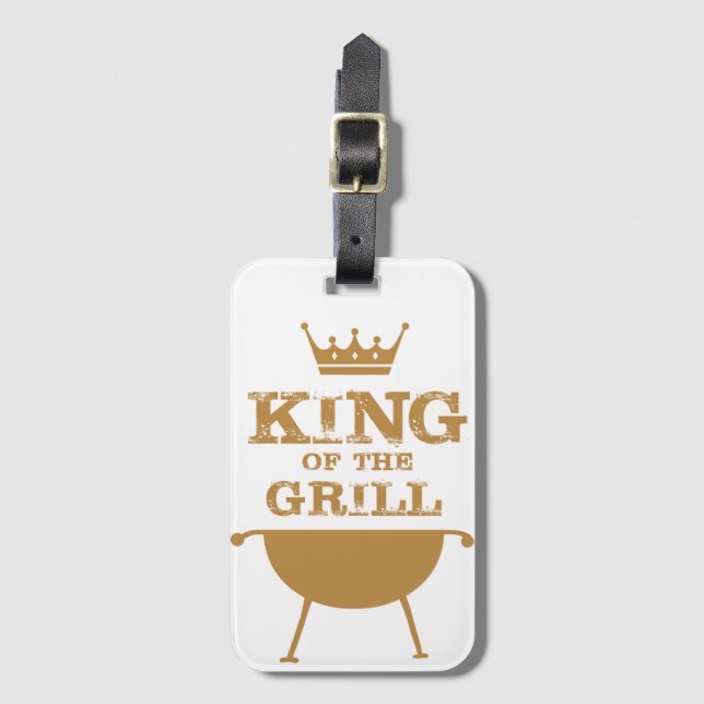 Étiquette À Bagage Roi Du Grill, Or (Devant Vertical)