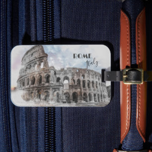 Étiquette À Bagage Rome Italie Colisée Voyage Art Vintage