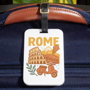 Étiquette À Bagage Rome Italie Colossée Minimaliste Dessiné à la Main