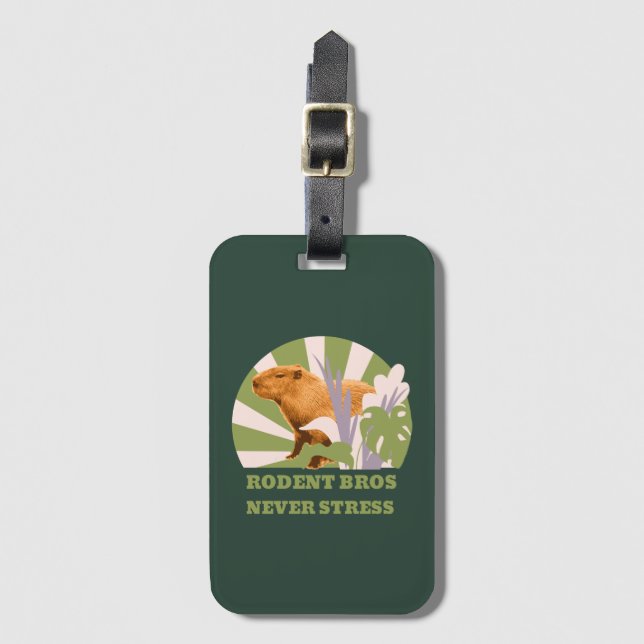 Étiquette À Bagage Rongeurs Frères Ne Stressez Jamais Capybara (Devant Vertical)