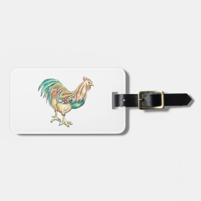 Étiquette À Bagage Rooster Art (Devant horizontal)