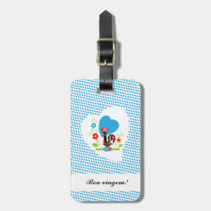 Étiquette À Bagage Rooster portugais avec pois bleus