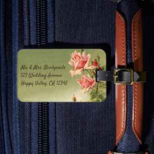 Étiquette À Bagage Rose de jardin victorienne rose vintage de la Sain