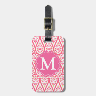Étiquette À Bagage Rose élégant moderne Paisley de damassé