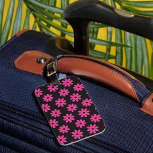 Étiquette À Bagage Rose et noir floral 