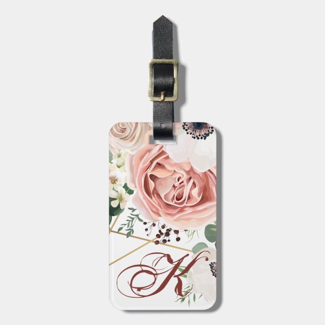 Étiquette À Bagage Rose géométrique personnalisé de jardin (Devant Vertical)