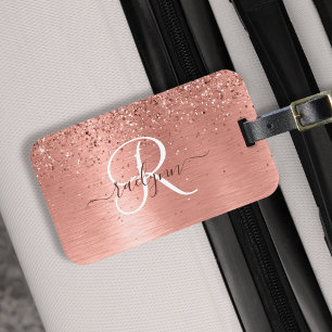 Étiquette À Bagage Rose Gold brossé Parties scintillant métallique No