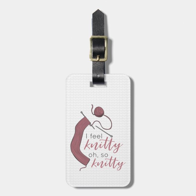 Étiquette À Bagage Rose Gold Je Me Sens Knitty, Oh So Knitty (Devant Vertical)