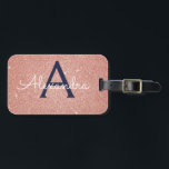 Étiquette À Bagage Rose Gold Navy Blue Monogramme Paillette Rose Clai<br><div class="desc">Rose Clair - Monogramme et initiale personnalisés avec paillettes Rose Gold et Bleu Marine sur une étiquette bagage. Cette étiquette est parfaite pour la rentrée scolaire, le travail ou les voyages. L'étiquette bagage Rose Clair est également un excellent cadeau pour les mariages, les anniversaires, les enterrements de vie de jeune...</div>