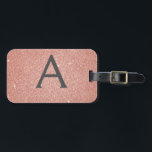 Étiquette À Bagage Rose Gold Pink Sparkle Parties scintillant Nom du<br><div class="desc">Parties scintillant étincelante en or rose et gris fusain (gris) Nom et étiquette initiale des bagages. Cette étiquette de sac est parfaite pour le retour à l'école, le travail ou le voyage. Le Blush Pink Luggage Tag fait également une grande faveur pour les mariages, anniversaires, douches nuptiales, lunes de miel...</div>
