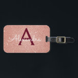 Étiquette À Bagage Rose Gold Rose Bourgogne Paillettes Monogramme<br><div class="desc">Rose Pâle - Rose Gold et Bourgogne Paillettes Monogramme Nom et Initiale Étiquette de Bagage. Cette étiquette de bagage est parfaite pour la rentrée scolaire, le travail ou les voyages. L'étiquette de bagage Rose Pâle est également un excellent cadeau pour les mariages, les anniversaires, les enterrements de vie de jeune...</div>