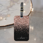 Étiquette À Bagage Rose Gold Rose Clair Noir Paillettes Monogramme<br><div class="desc">Rose Gold - Rose Clair et Noir Paillettes Monogramme Étiquette Bagage. C'est le cadeau idéal pour un anniversaire sweet 16,  un mariage,  une fête de mariage,  une baby shower ou une soirée entre filles pour quelqu'un qui décore sa chambre avec style.</div>