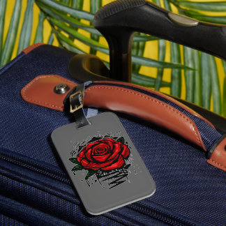 Étiquette À Bagage Rose Graffiti Rouge Charbon Grunge Art