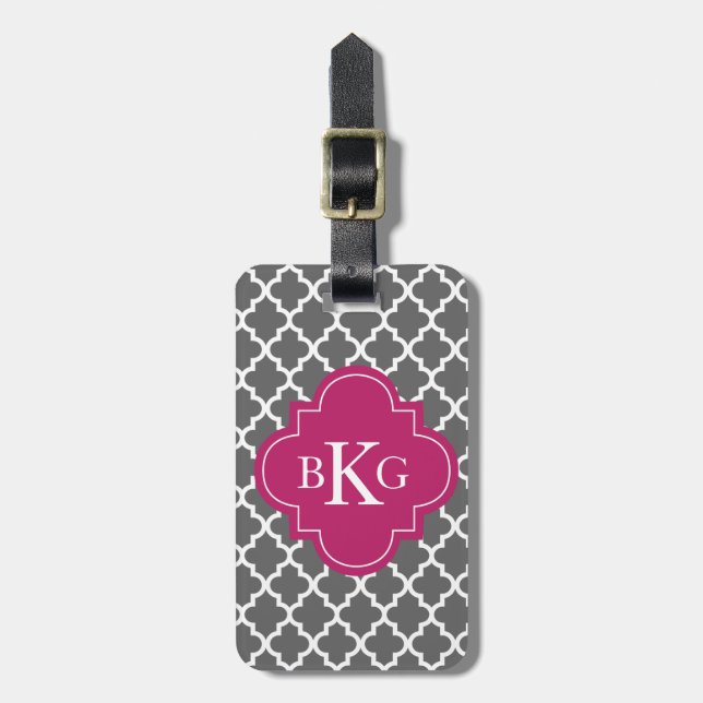 Étiquette À Bagage Rose gris-foncé marocain de baie de l'étiquette | (Devant Vertical)