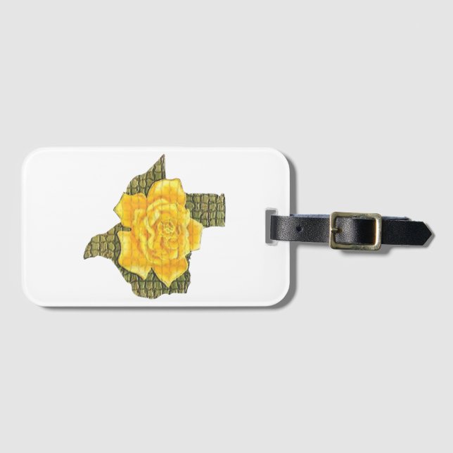 Étiquette À Bagage Rose Jaune Du Texas Motif Flower (Devant Horizontal)
