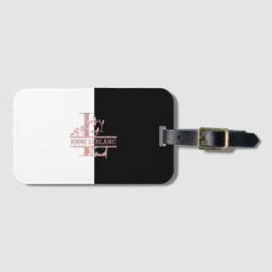 Étiquette À Bagage Rose moderne Gold Split Personnalisé Monogramme L