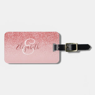 Étiquette À Bagage Rose Parties scintillant or Blush Ombre Monogram