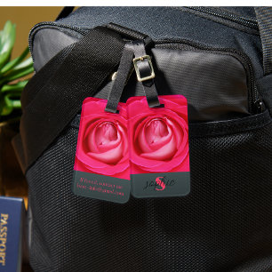 Étiquette À Bagage Rose rose chaud moderne avec nom