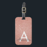 Étiquette À Bagage Rose Rose Gold Sparkhe Parties scintillant Nom du<br><div class="desc">Blush Pink - Rose Gold Sparkle Parties scintillant Monogramme Nom et étiquette initiale de bagage. Cette étiquette de sac est parfaite pour le retour à l'école,  le travail ou le voyage.</div>