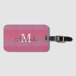 Étiquette À Bagage Rose Rose Or Ombre Girl Monogramme Nom initial