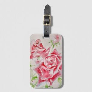Étiquette À Bagage Rose rose Rose Aquarelle Fleur Floral art