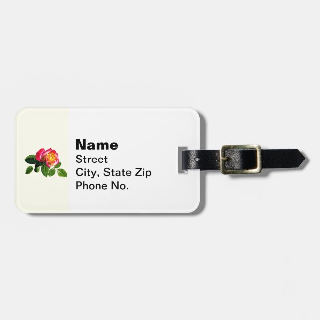 Étiquette À Bagage Rose rouge avec centre jaune doré (Devant horizontal)