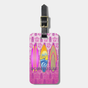 Étiquette À Bagage Rose soutenu pour surfer